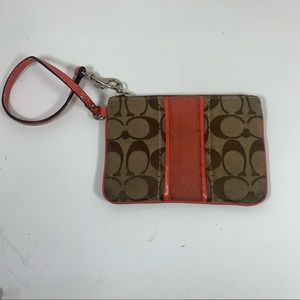 Coach Wristlet Tan and Orange  Stripe Wallet